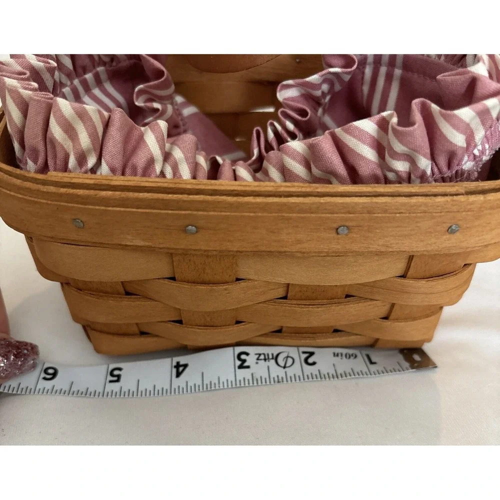 Longaberger Brown Wooden‎ Handwoven Leather Strap Hanging Basket 1995 Signed